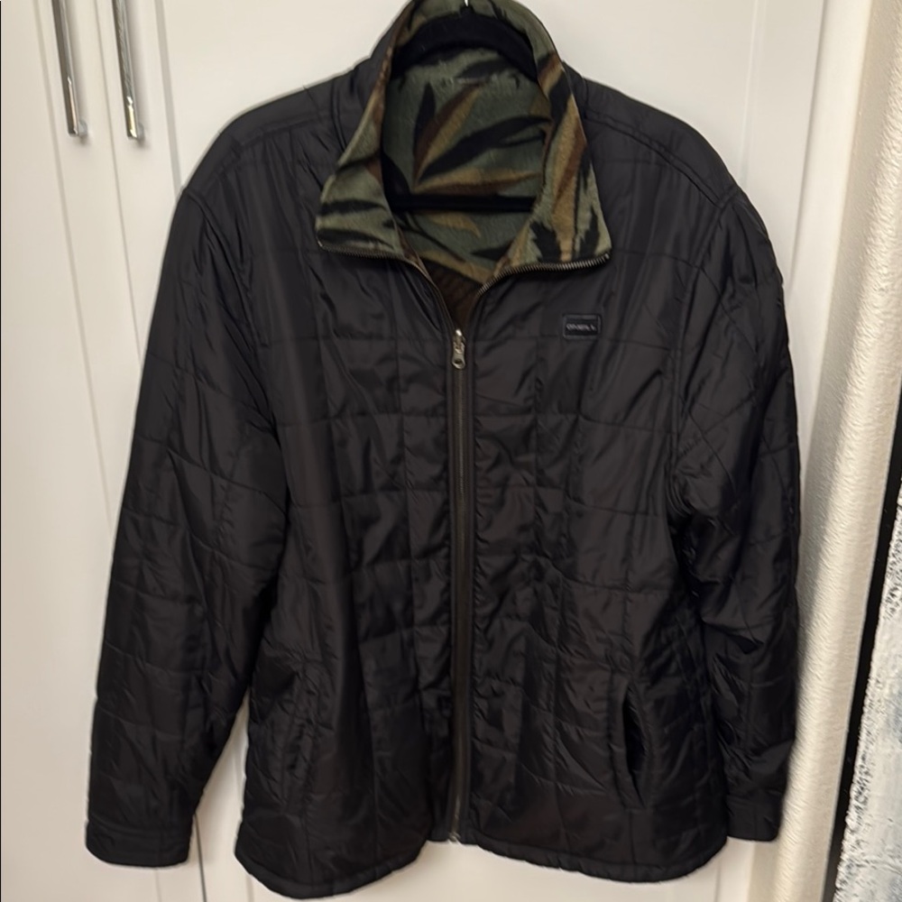 O'Neill Black Puffer Jacket with Stand-Up Collar